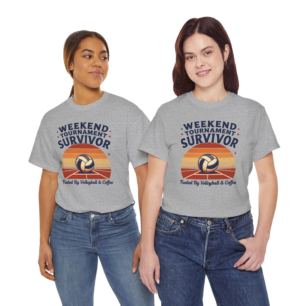 Weekend Tournament Survivor Volleyball Tee — Fueled by Volleyball & Coffee
