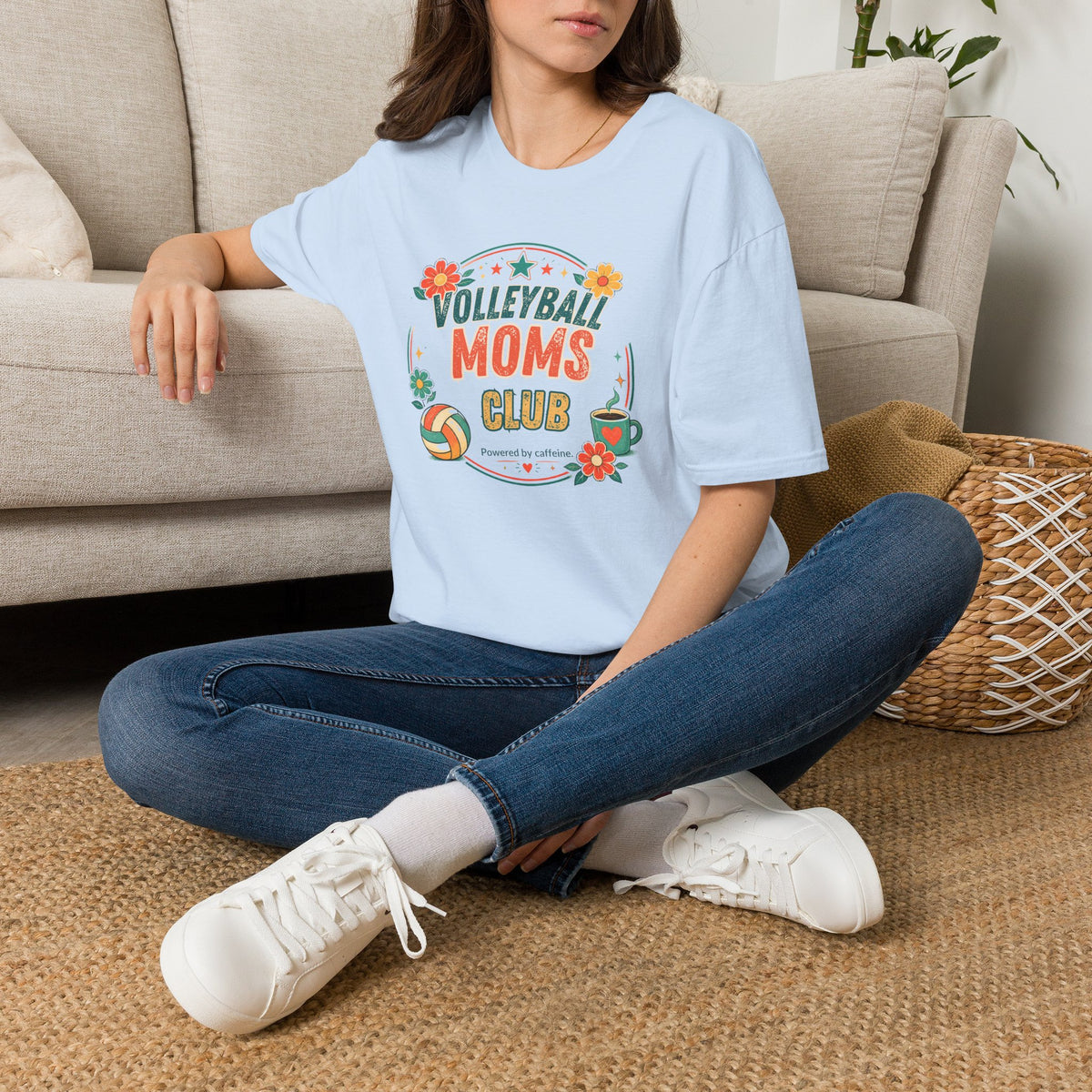 Volleyball Mom T-Shirt — Retro Sun & Net Graphic Tee
