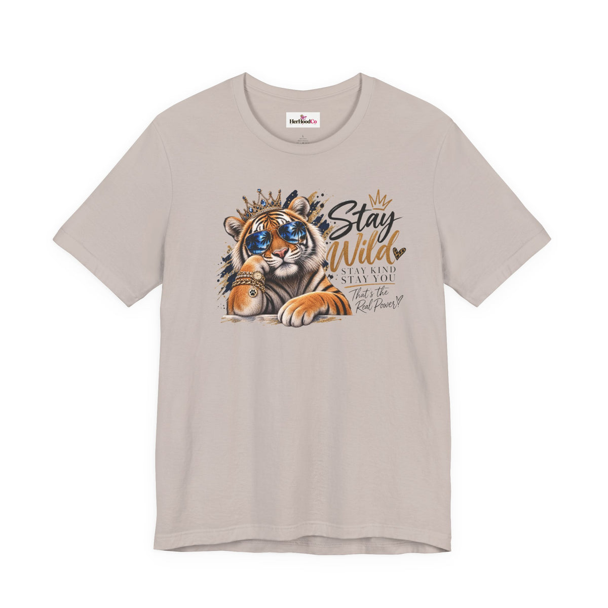 Tiger 'Stay Wild' Graphic Tee — Cute Crowned Tiger Illustration