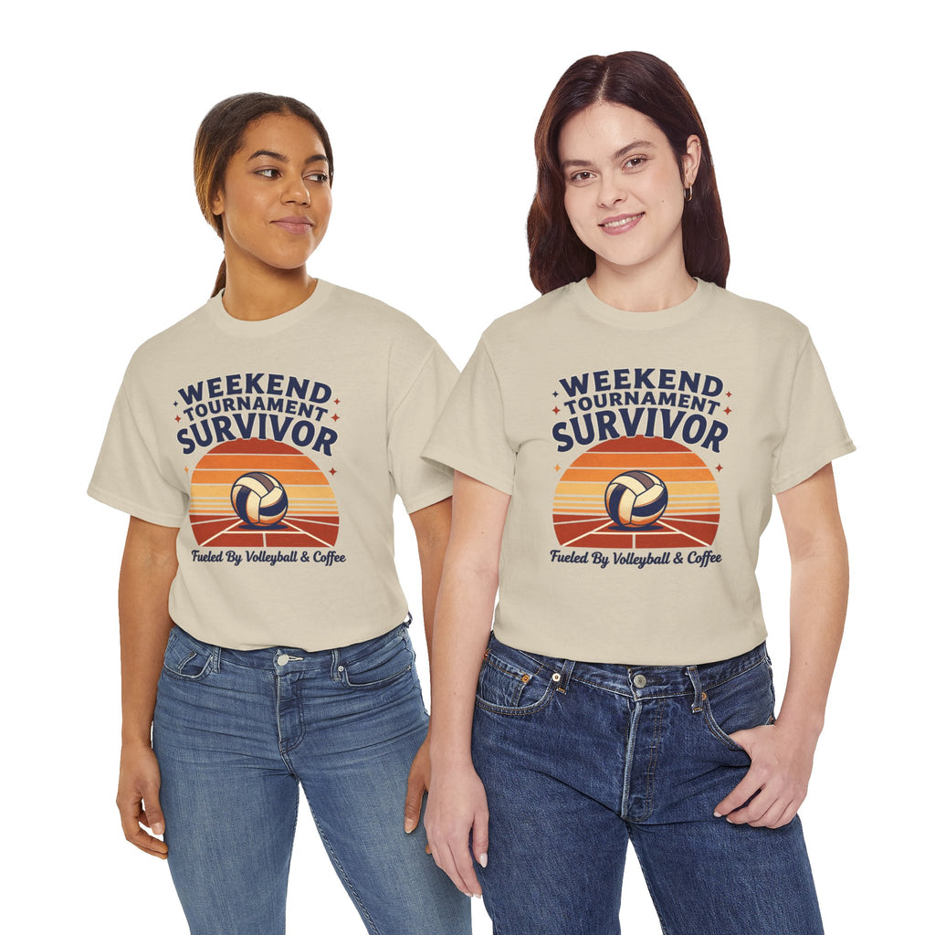 Weekend Tournament Survivor Volleyball Tee — Fueled by Volleyball & Coffee
