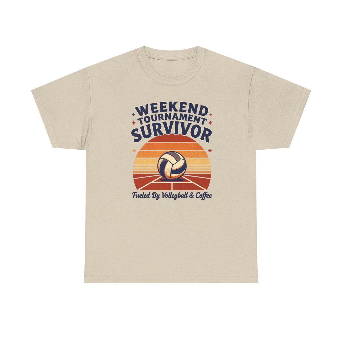 Weekend Tournament Survivor Volleyball Tee — Fueled by Volleyball & Coffee