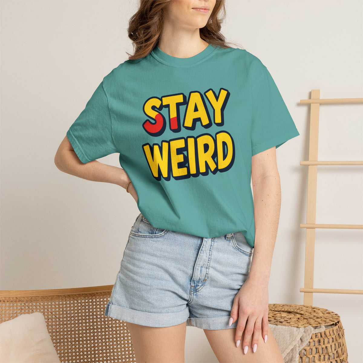 Stay Weird Graphic T-Shirt — Retro Bold Text Tee