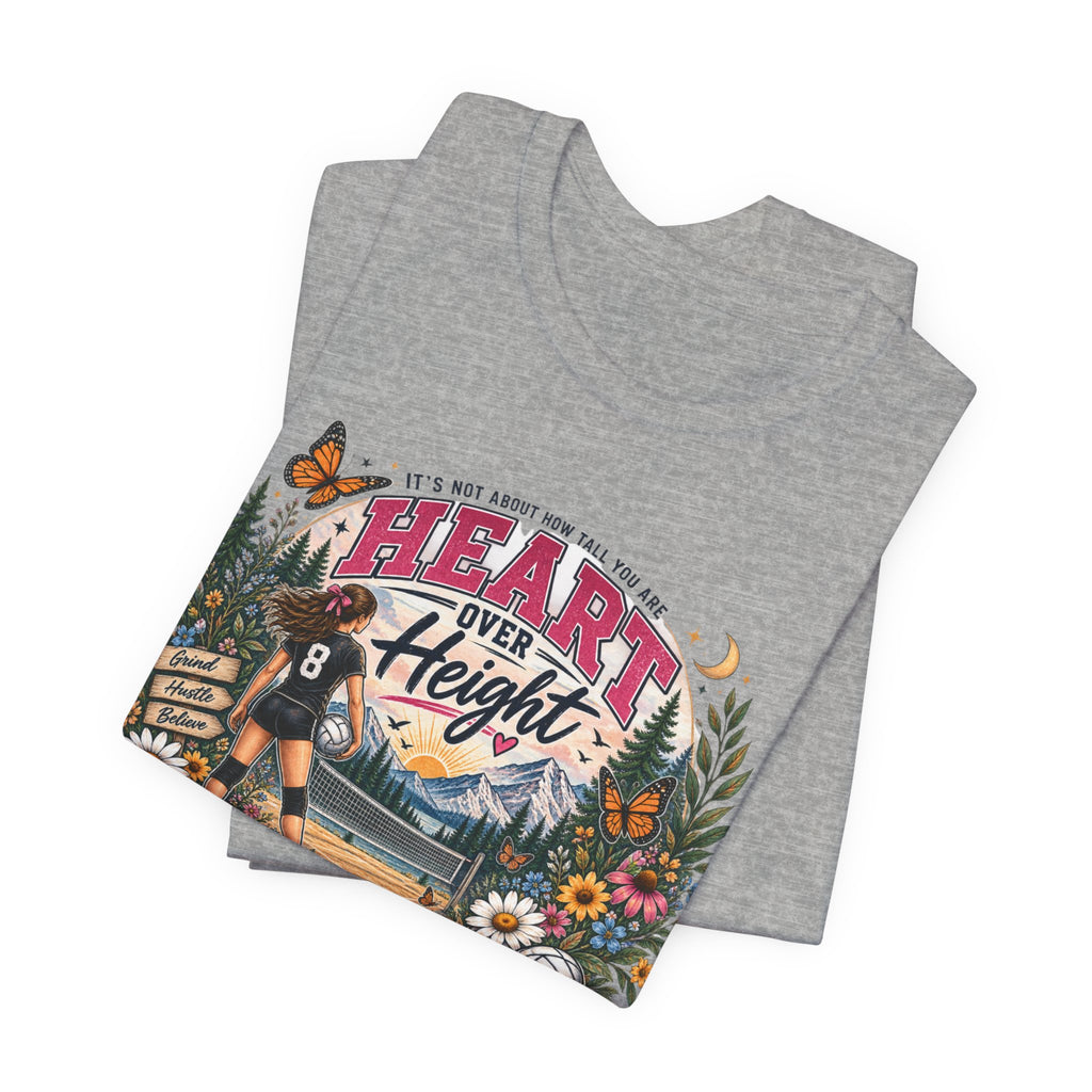 Heart Over Height Soccer T‑Shirt — Inspirational Women’s Soccer Tee