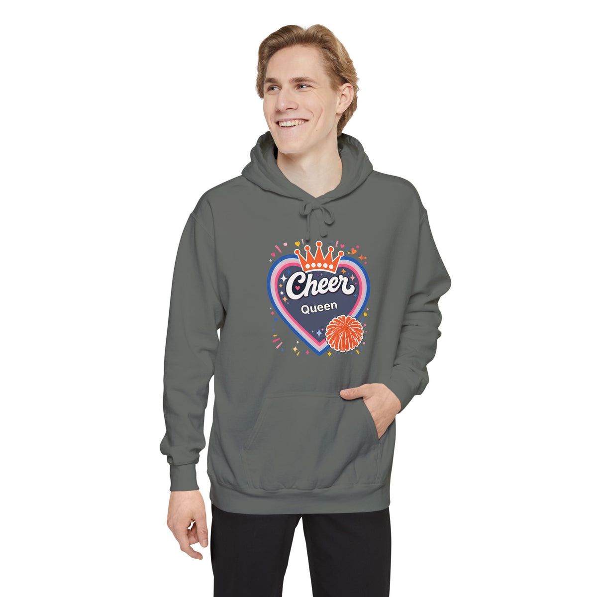 Cheer Captain Heart Hoodie — Pom Pom Crown Graphic Hoodie