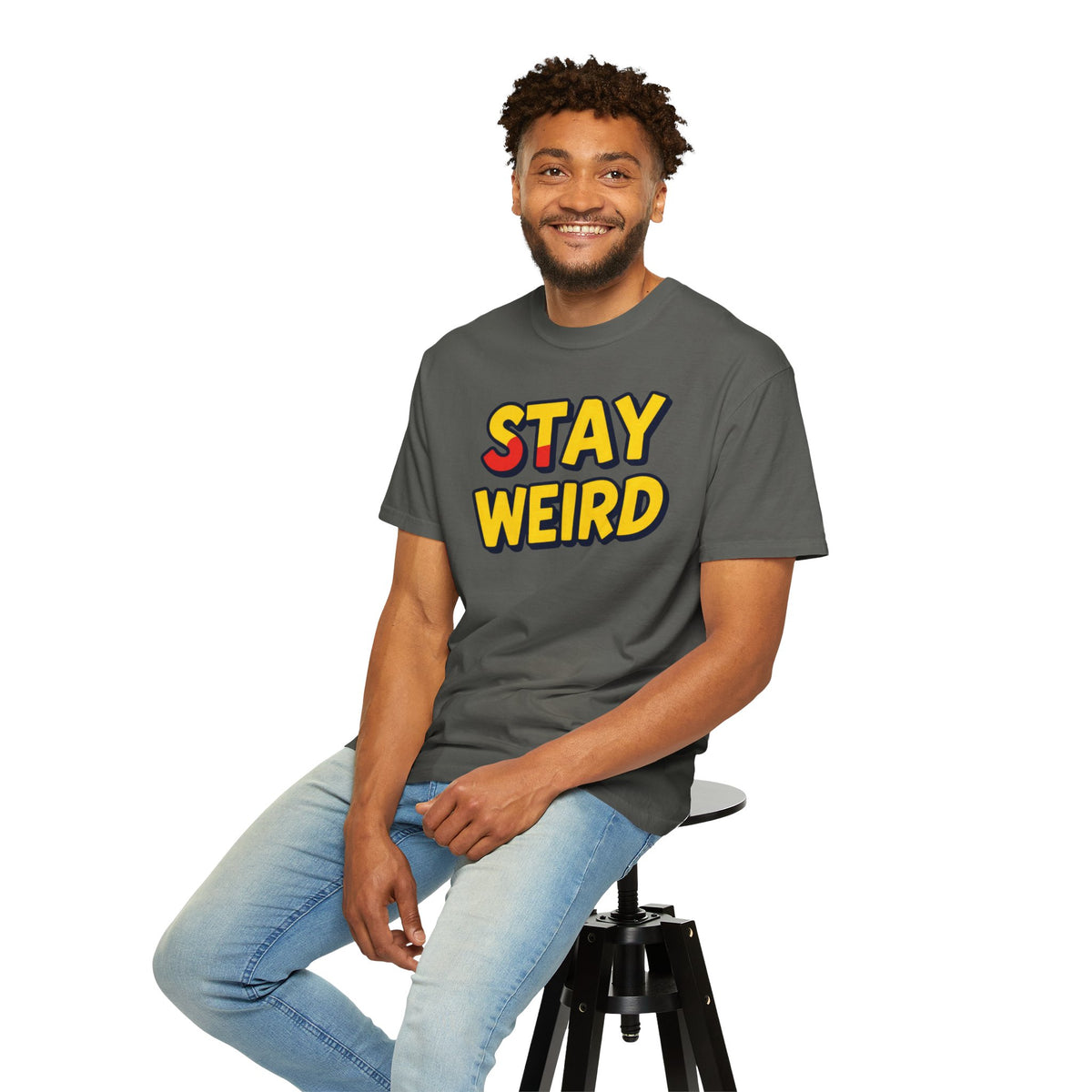 Stay Weird Graphic T-Shirt — Retro Bold Text Tee