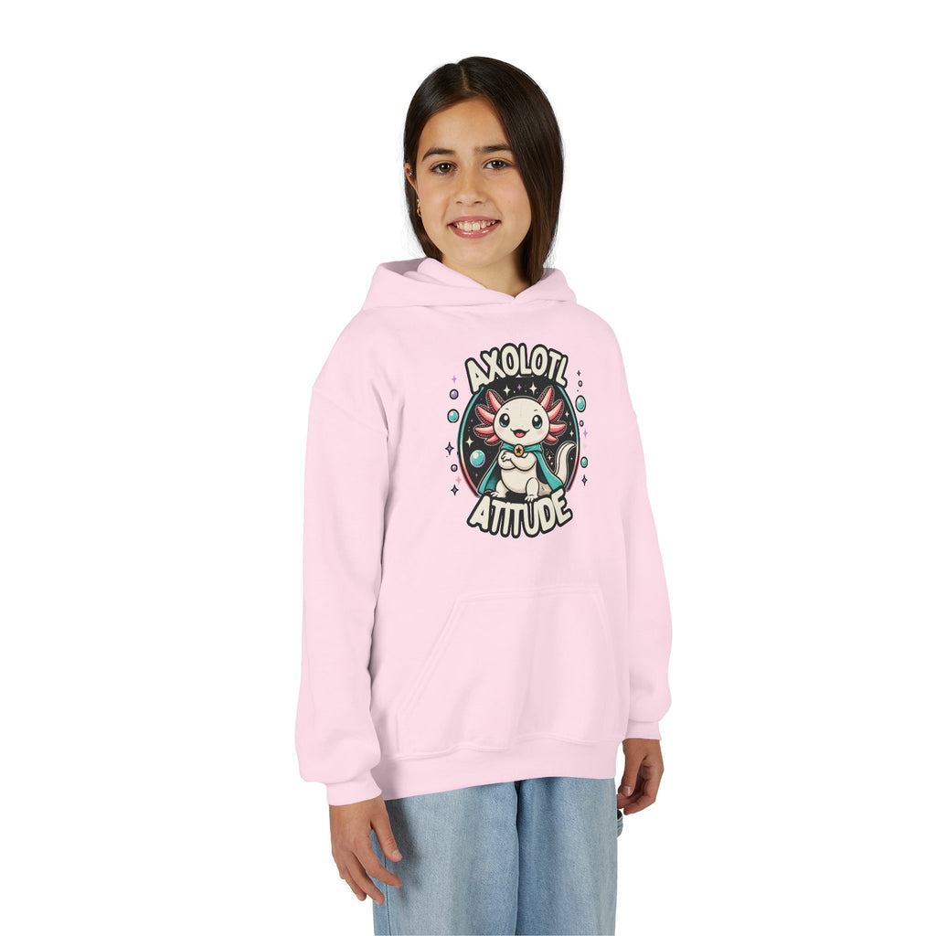 Axolotl Attitude Youth Hoodie — Cute Axolotl Kids Pullover