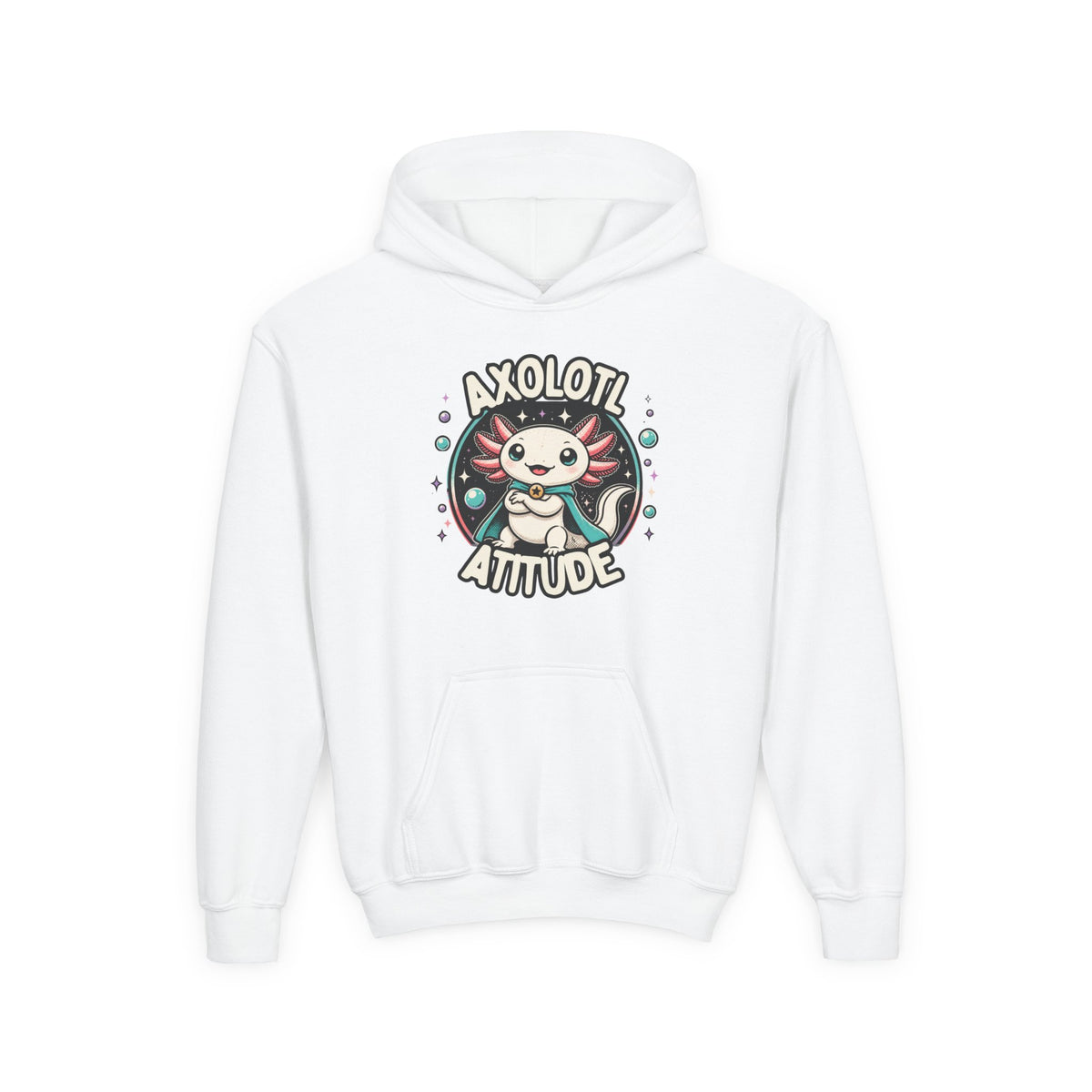 Axolotl Attitude Youth Hoodie — Cute Axolotl Kids Pullover