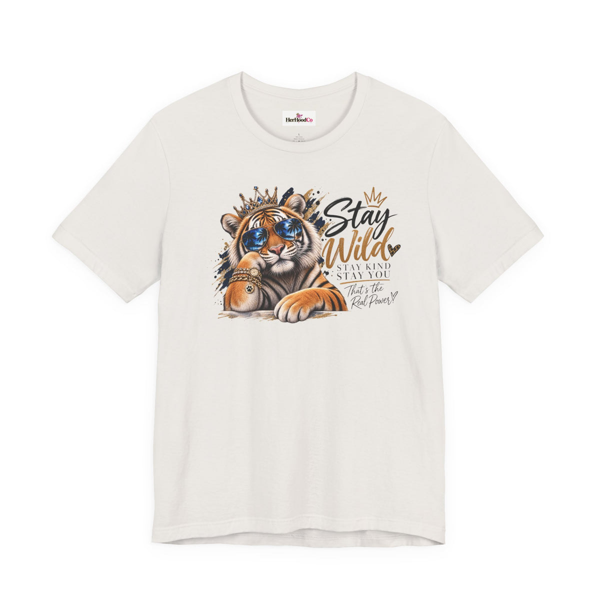 Tiger 'Stay Wild' Graphic Tee — Cute Crowned Tiger Illustration