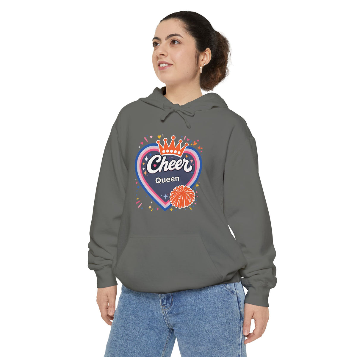 Cheer Captain Heart Hoodie — Pom Pom Crown Graphic Hoodie
