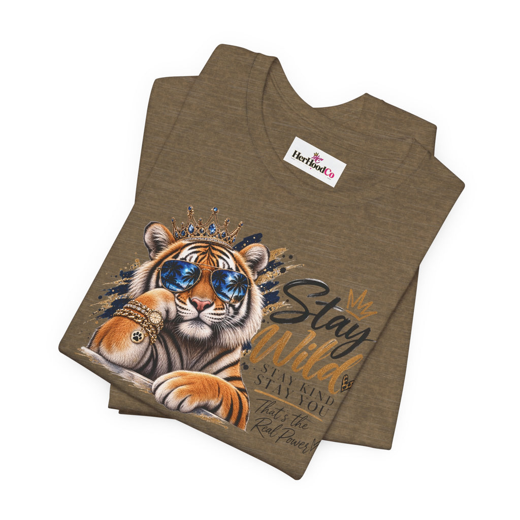 Tiger 'Stay Wild' Graphic Tee — Cute Crowned Tiger Illustration