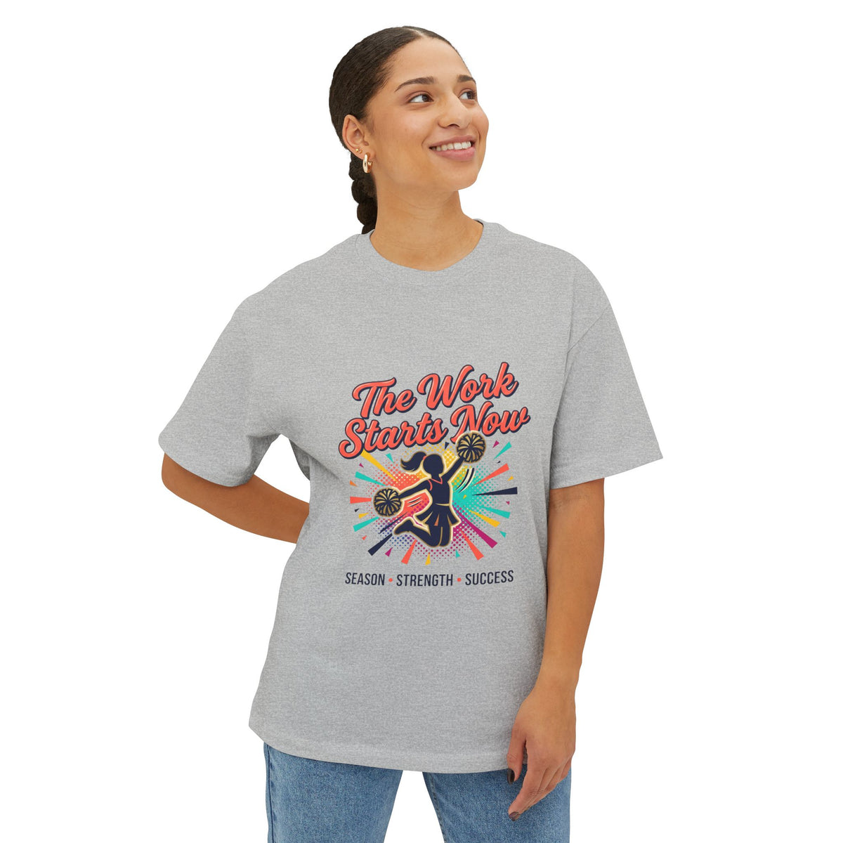 The Work Starts Now Oversized Cheer Season Tee