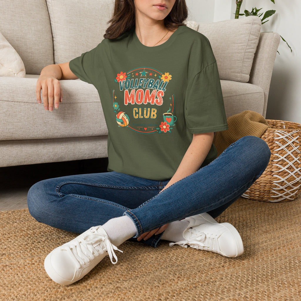 Volleyball Mom T-Shirt — Retro Sun & Net Graphic Tee