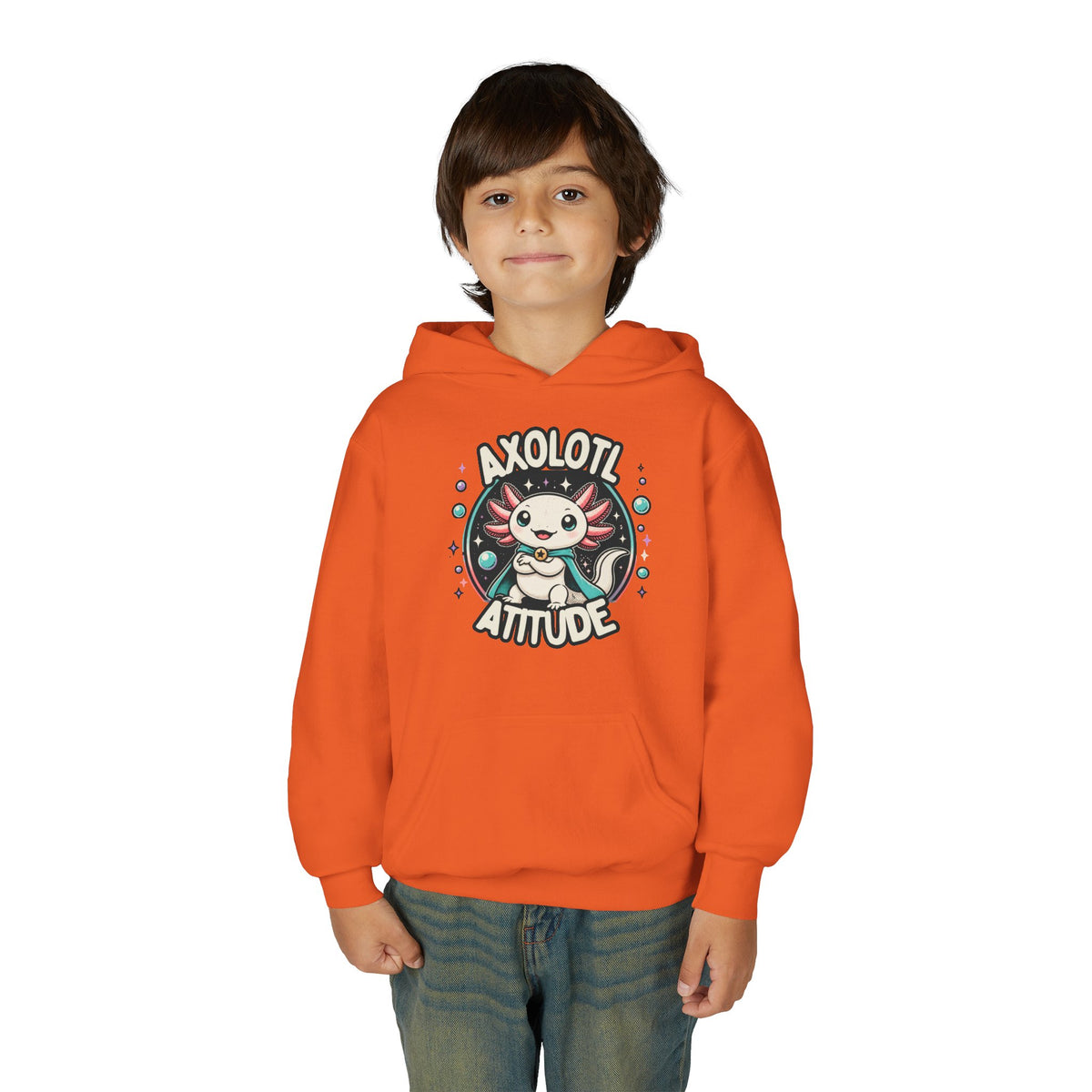Axolotl Attitude Youth Hoodie — Cute Axolotl Kids Pullover