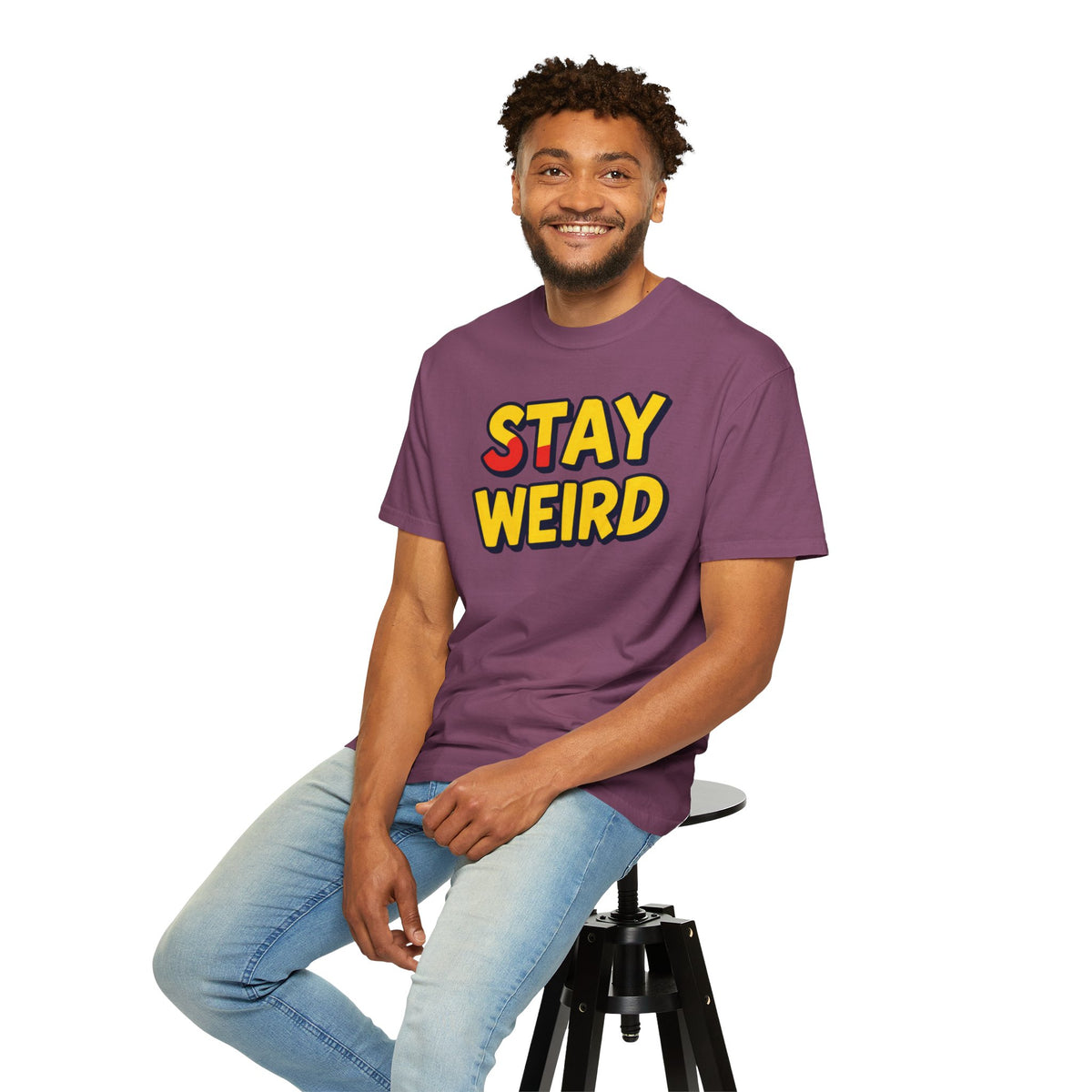 Stay Weird Graphic T-Shirt — Retro Bold Text Tee