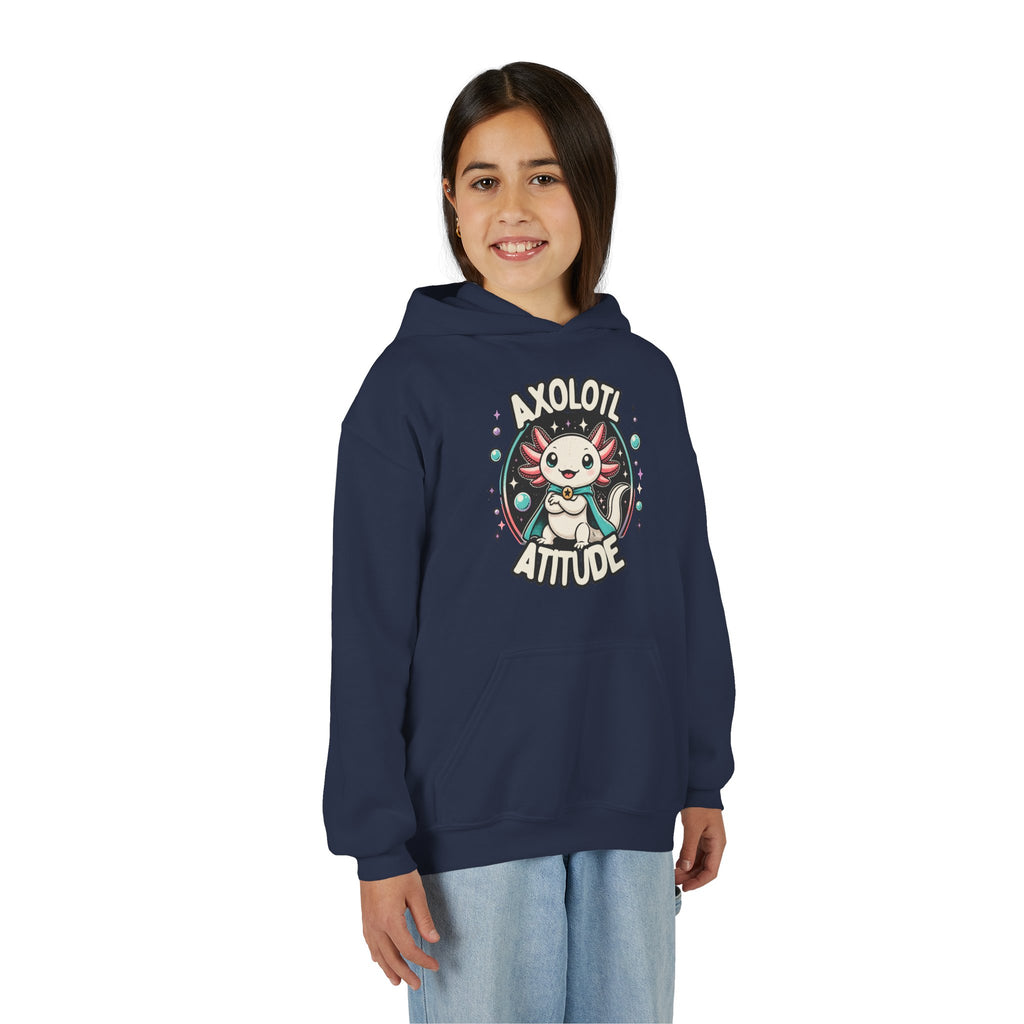 Axolotl Attitude Youth Hoodie — Cute Axolotl Kids Pullover