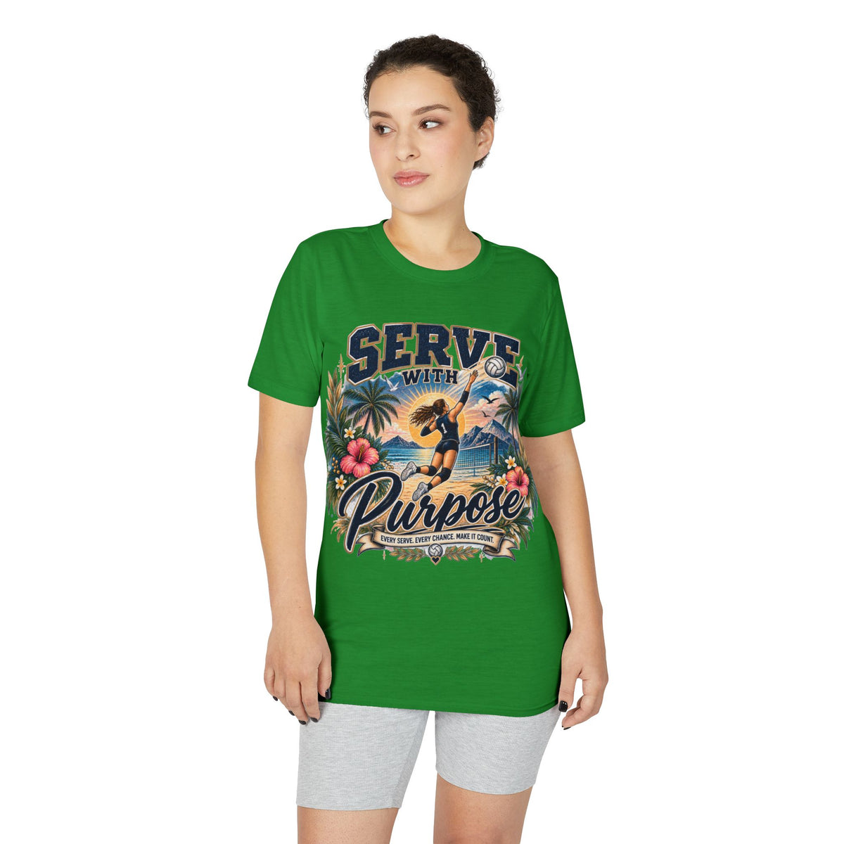 Serve With Purpose Volleyball T-Shirt — Inspirational Beach Vibes Athletic Tee