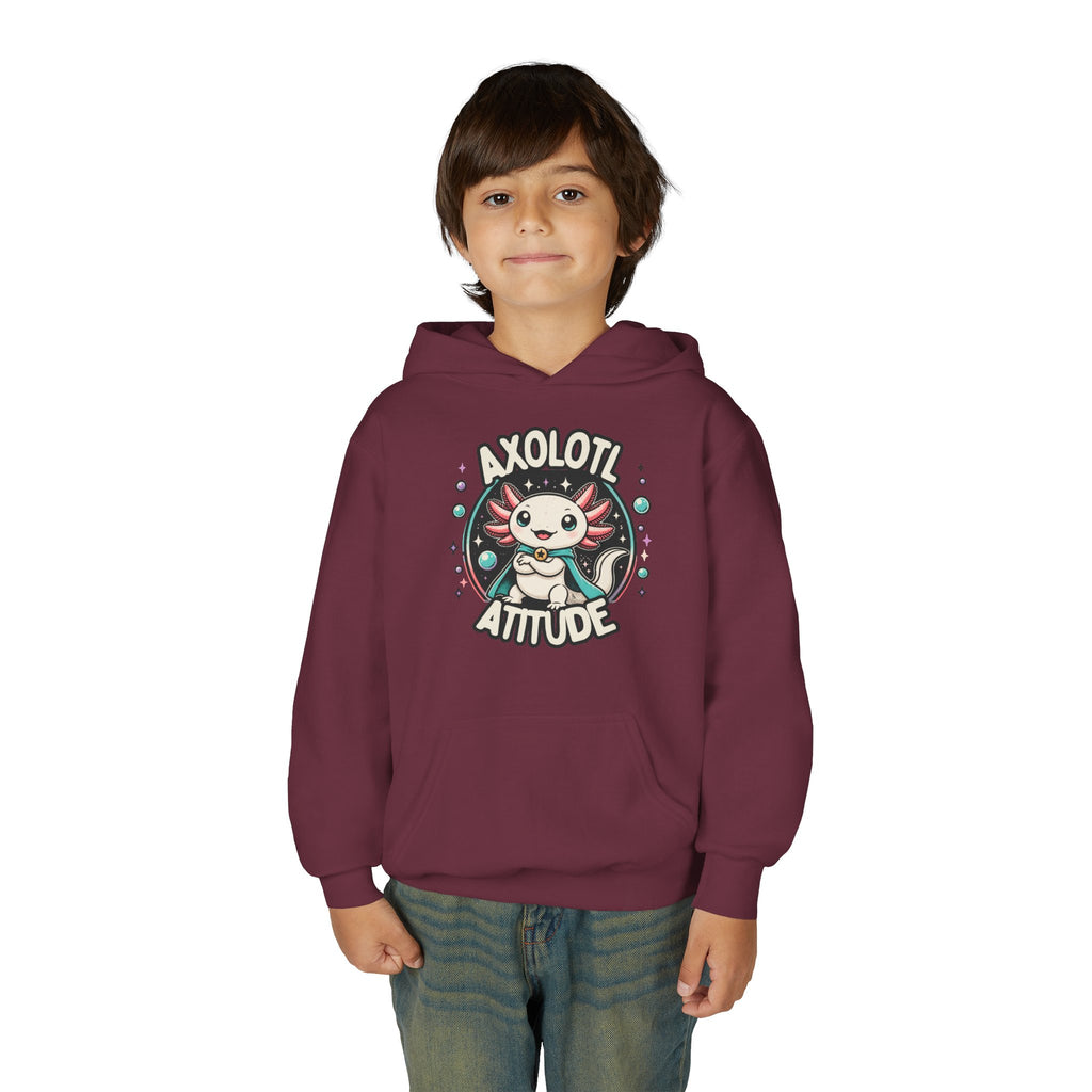 Axolotl Attitude Youth Hoodie — Cute Axolotl Kids Pullover