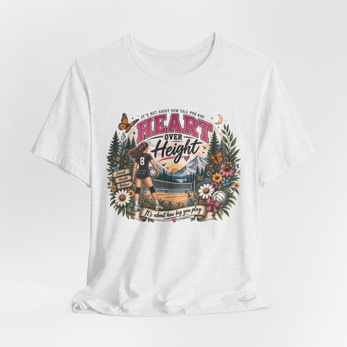 Heart Over Height Soccer T‑Shirt — Inspirational Women’s Soccer Tee