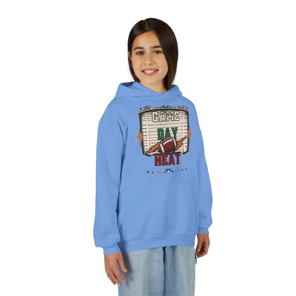 Youth Hoodie - "Game Day Heat" Football Personalized Back Name & Number