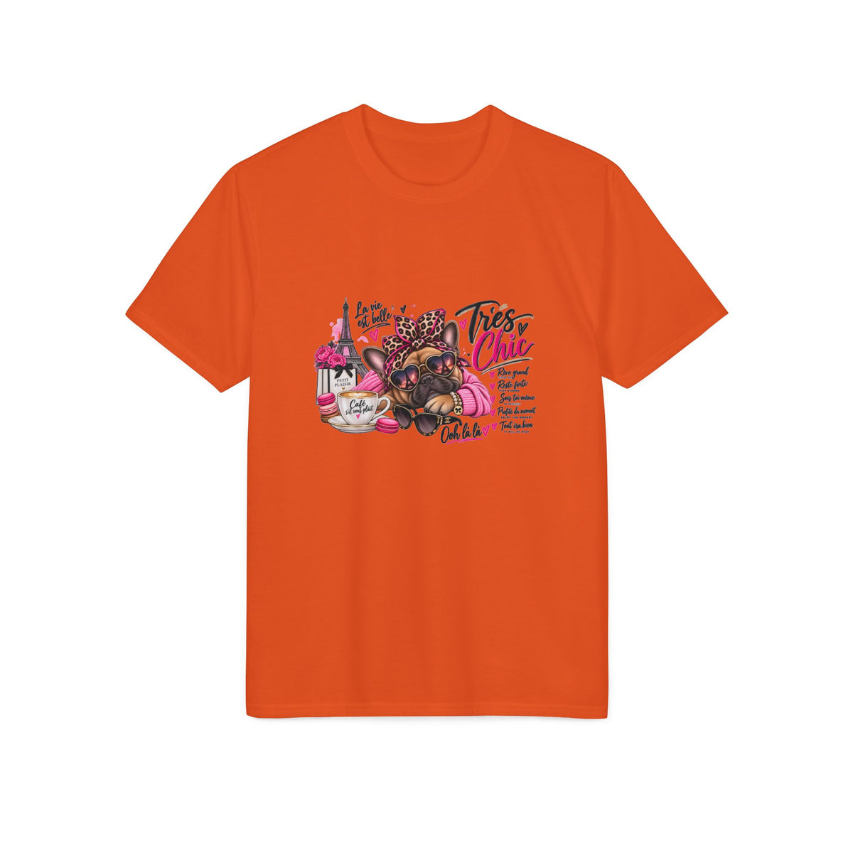 French Bulldog Glam Tee – "Tires Chic" Pink Leopard Spa Design