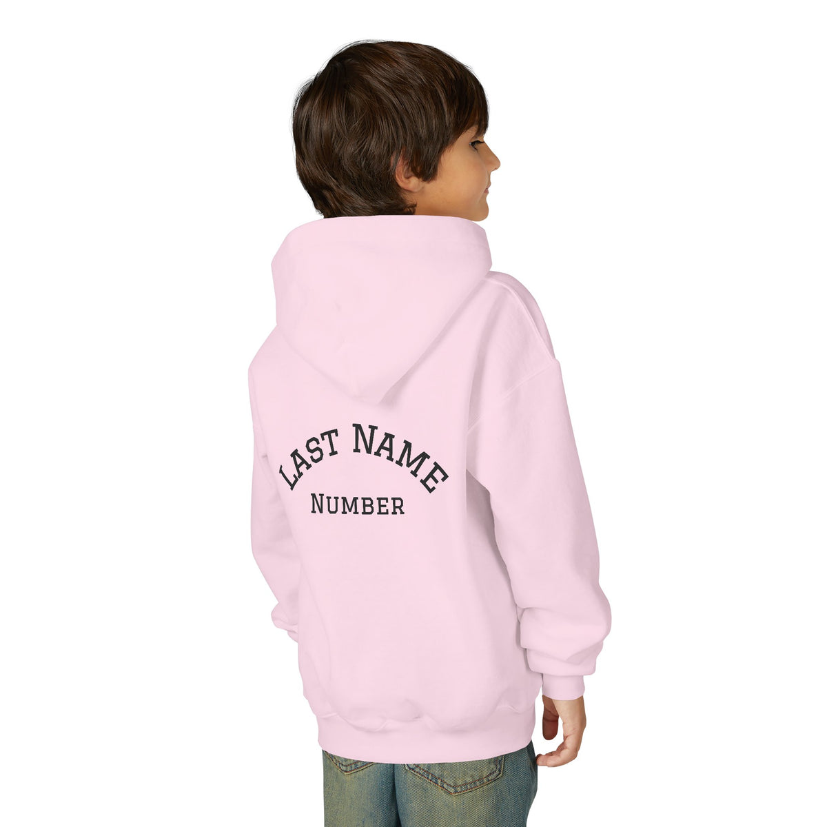 Youth Hoodie - "Game Day Heat" Football Personalized Back Name & Number