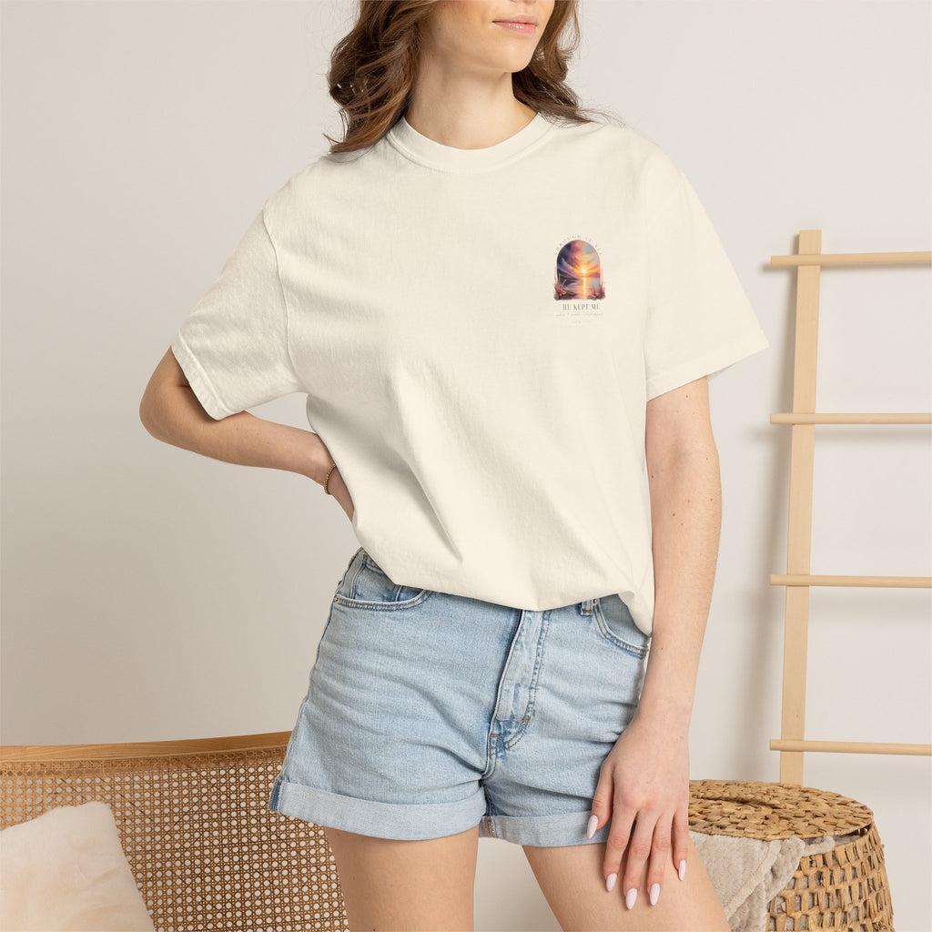 Faith Sunrise T-Shirt — "He Kept Me" Inspirational Graphic Tee