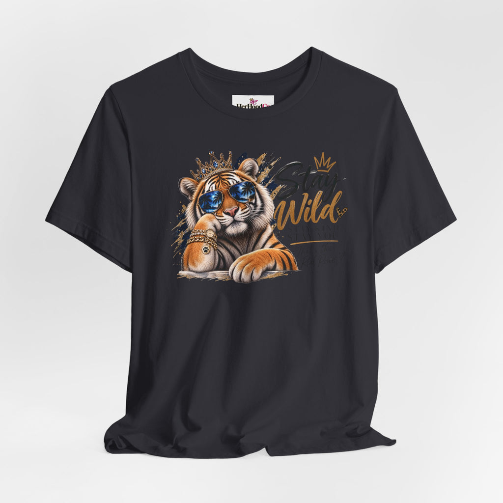 Tiger 'Stay Wild' Graphic Tee — Cute Crowned Tiger Illustration