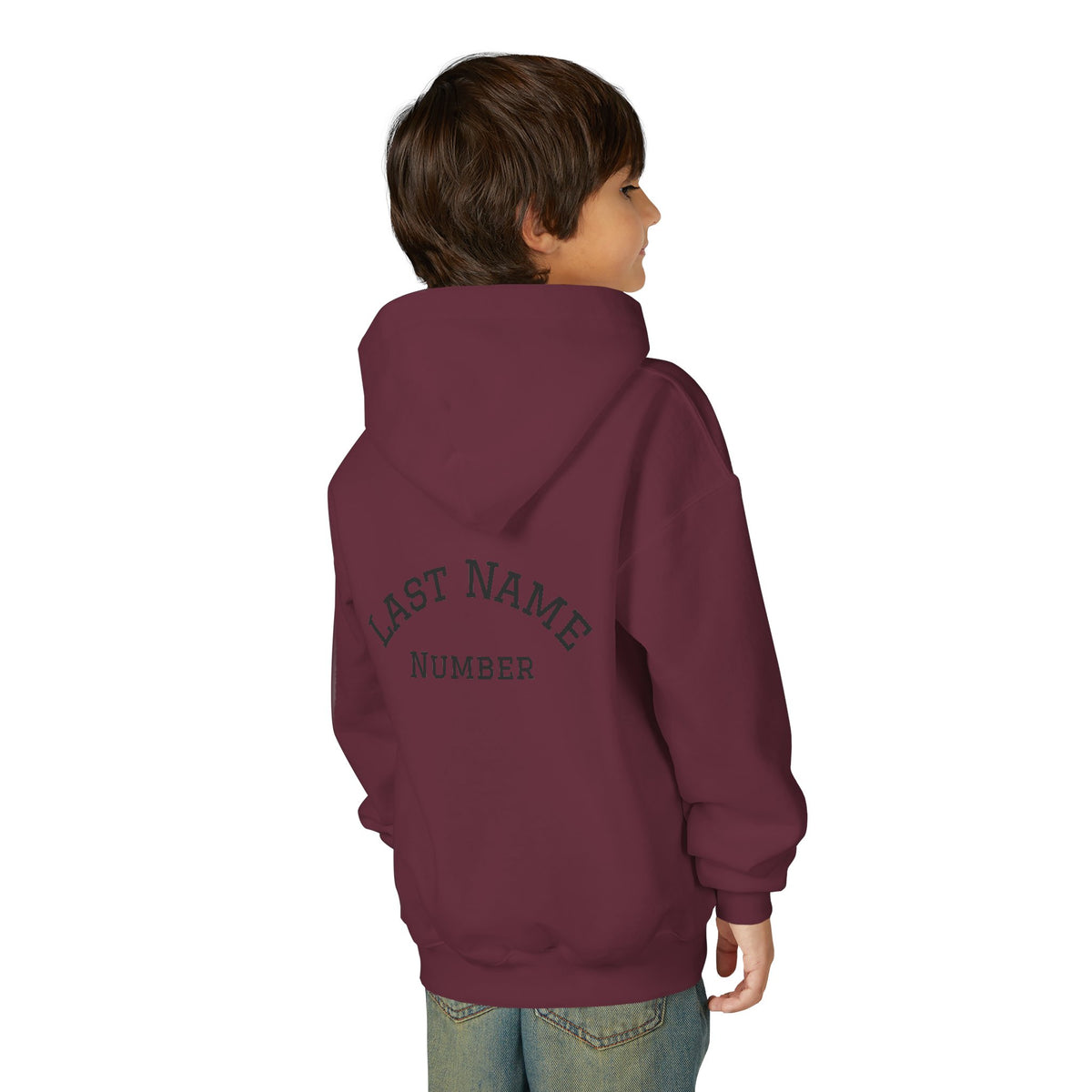 Youth Hoodie - "Game Day Heat" Football Personalized Back Name & Number