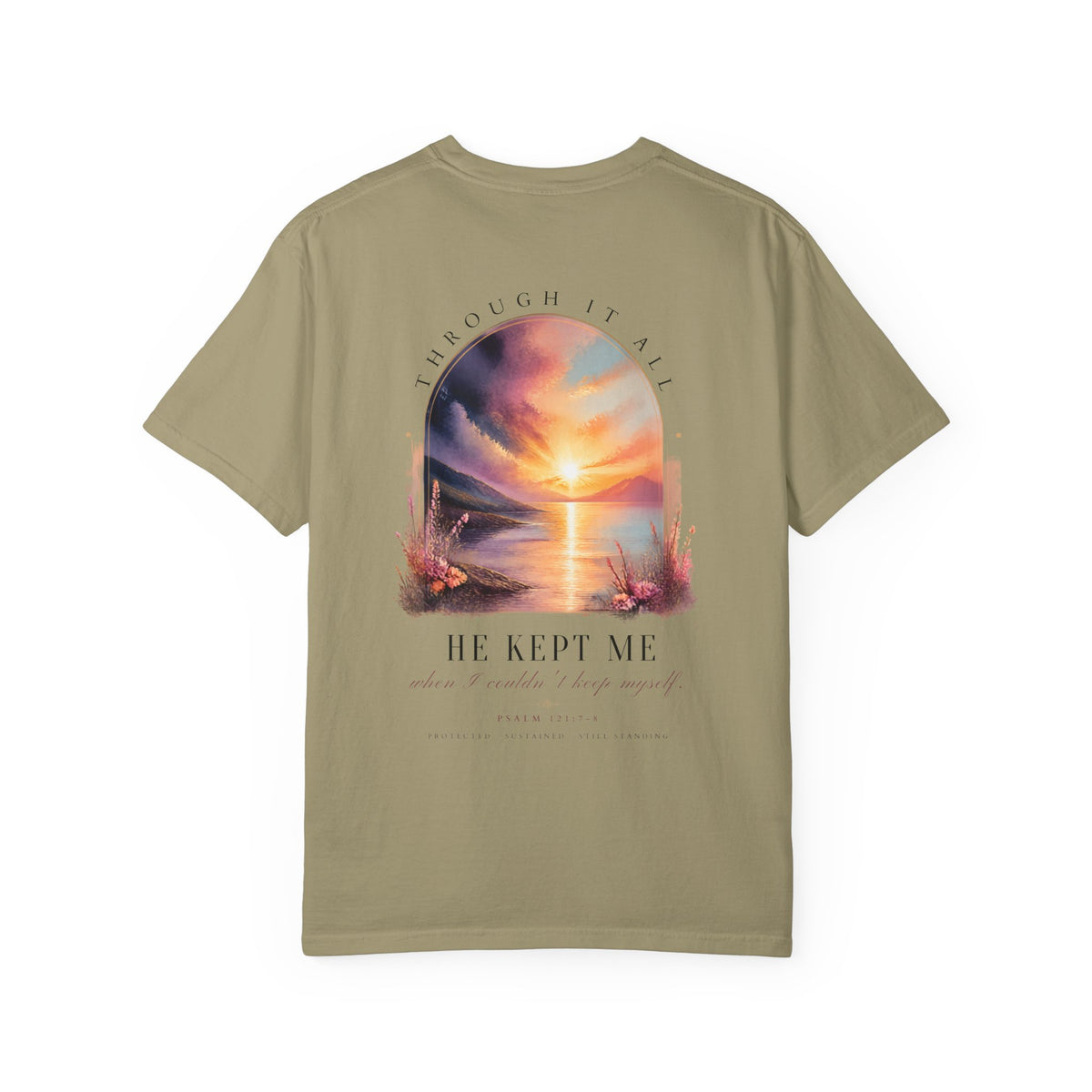Faith Sunrise T-Shirt — "He Kept Me" Inspirational Graphic Tee