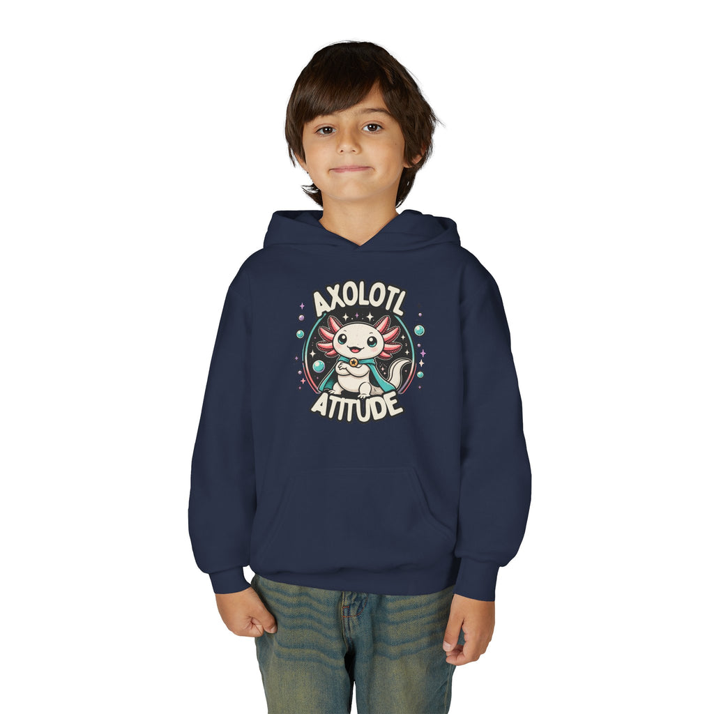 Axolotl Attitude Youth Hoodie — Cute Axolotl Kids Pullover
