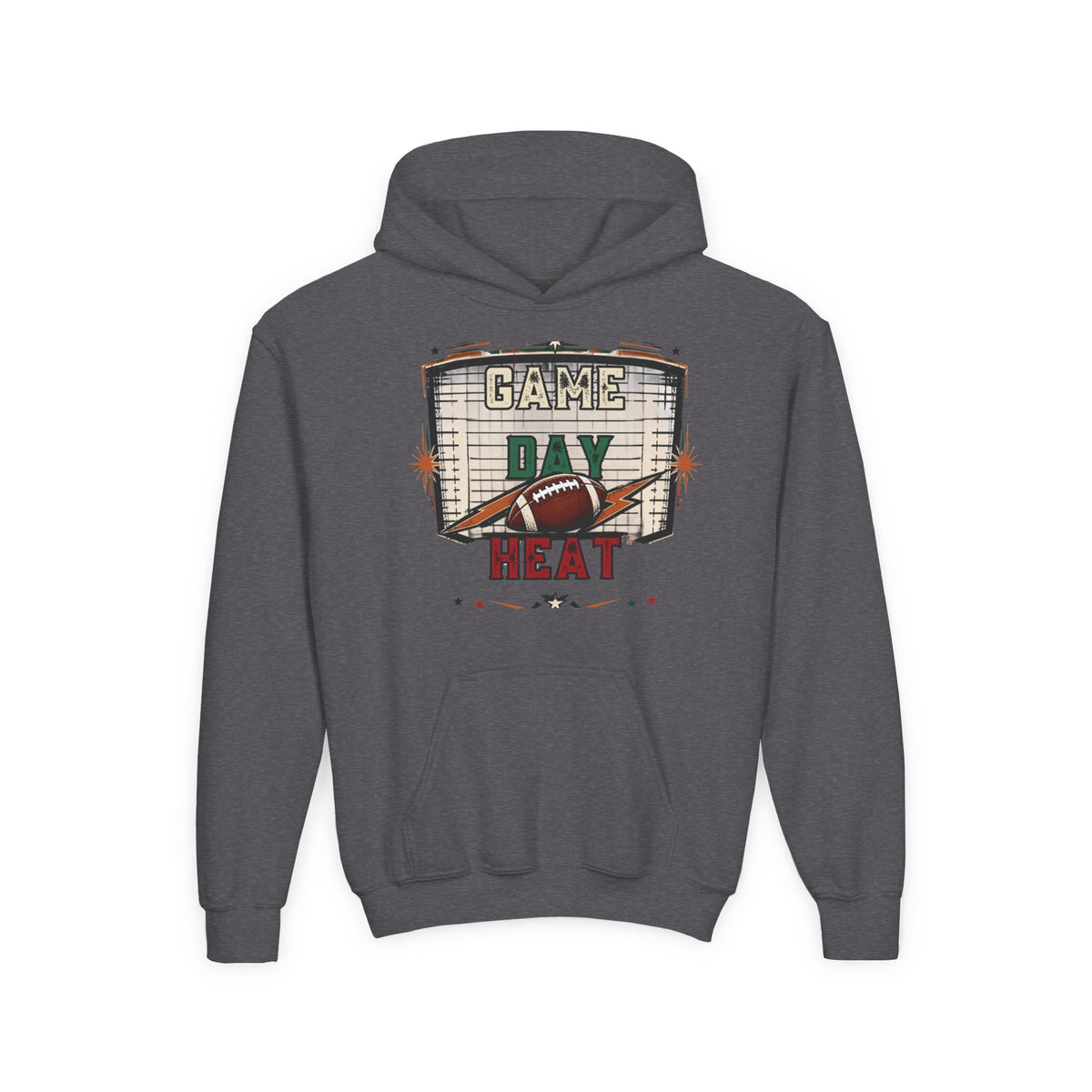 Youth Hoodie - "Game Day Heat" Football Personalized Back Name & Number