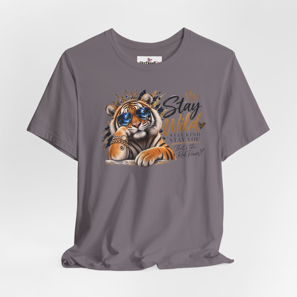 Tiger 'Stay Wild' Graphic Tee — Cute Crowned Tiger Illustration
