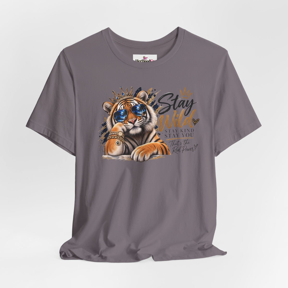 Tiger 'Stay Wild' Graphic Tee — Cute Crowned Tiger Illustration