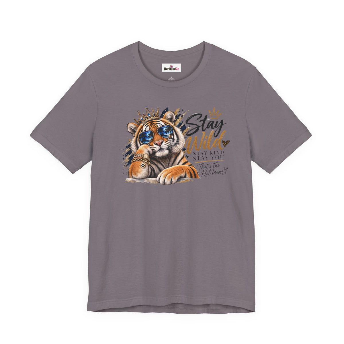 Tiger 'Stay Wild' Graphic Tee — Cute Crowned Tiger Illustration