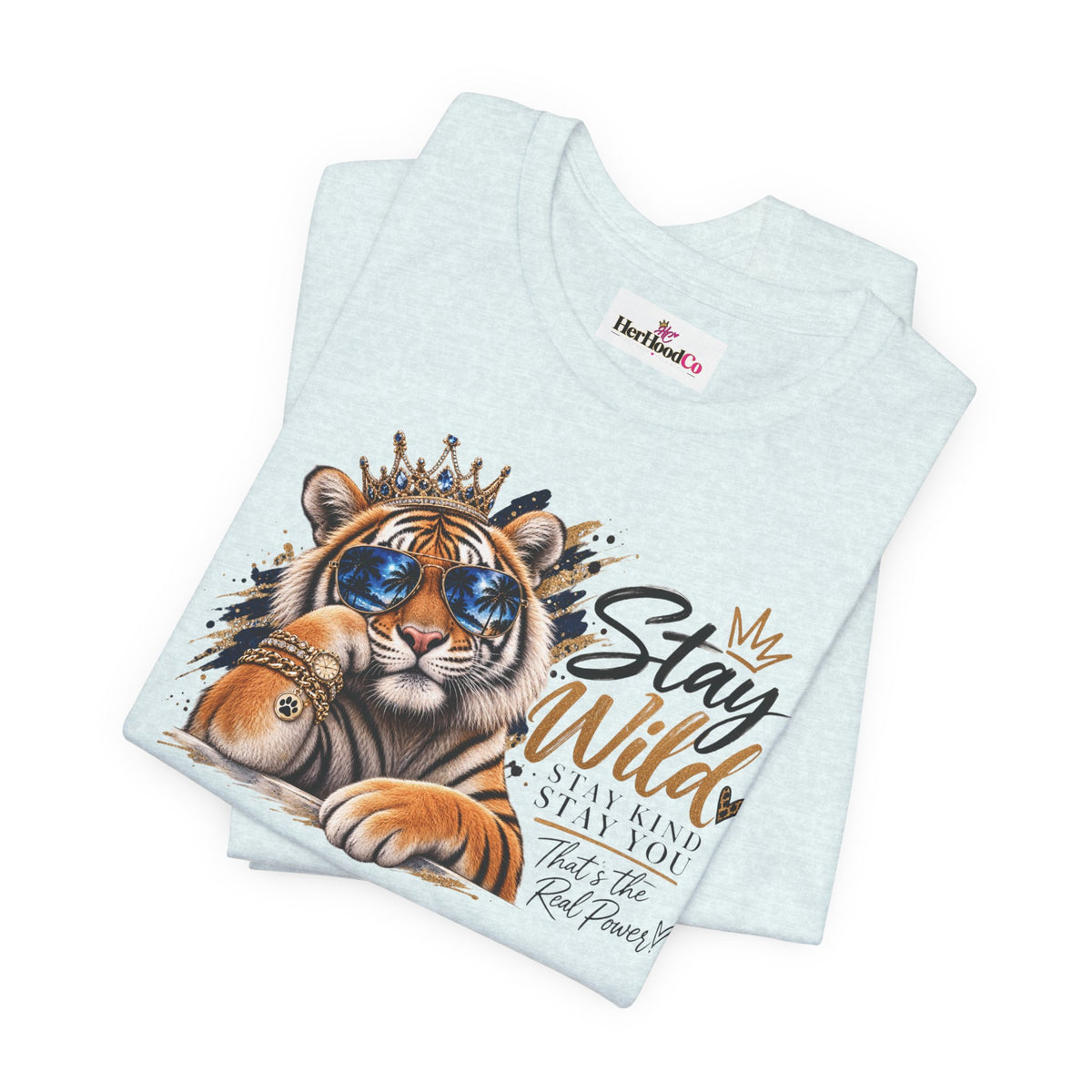 Tiger 'Stay Wild' Graphic Tee — Cute Crowned Tiger Illustration