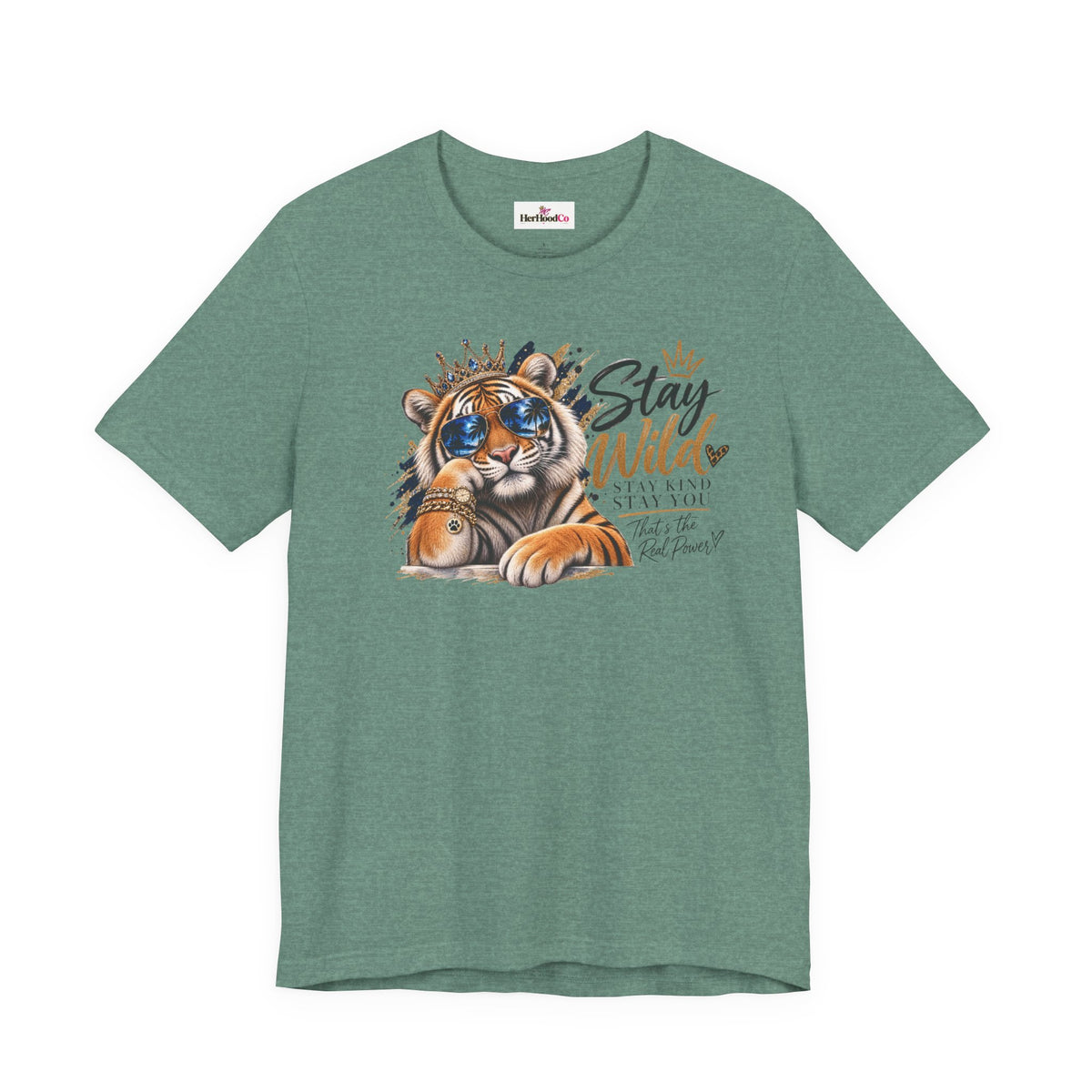 Tiger 'Stay Wild' Graphic Tee — Cute Crowned Tiger Illustration