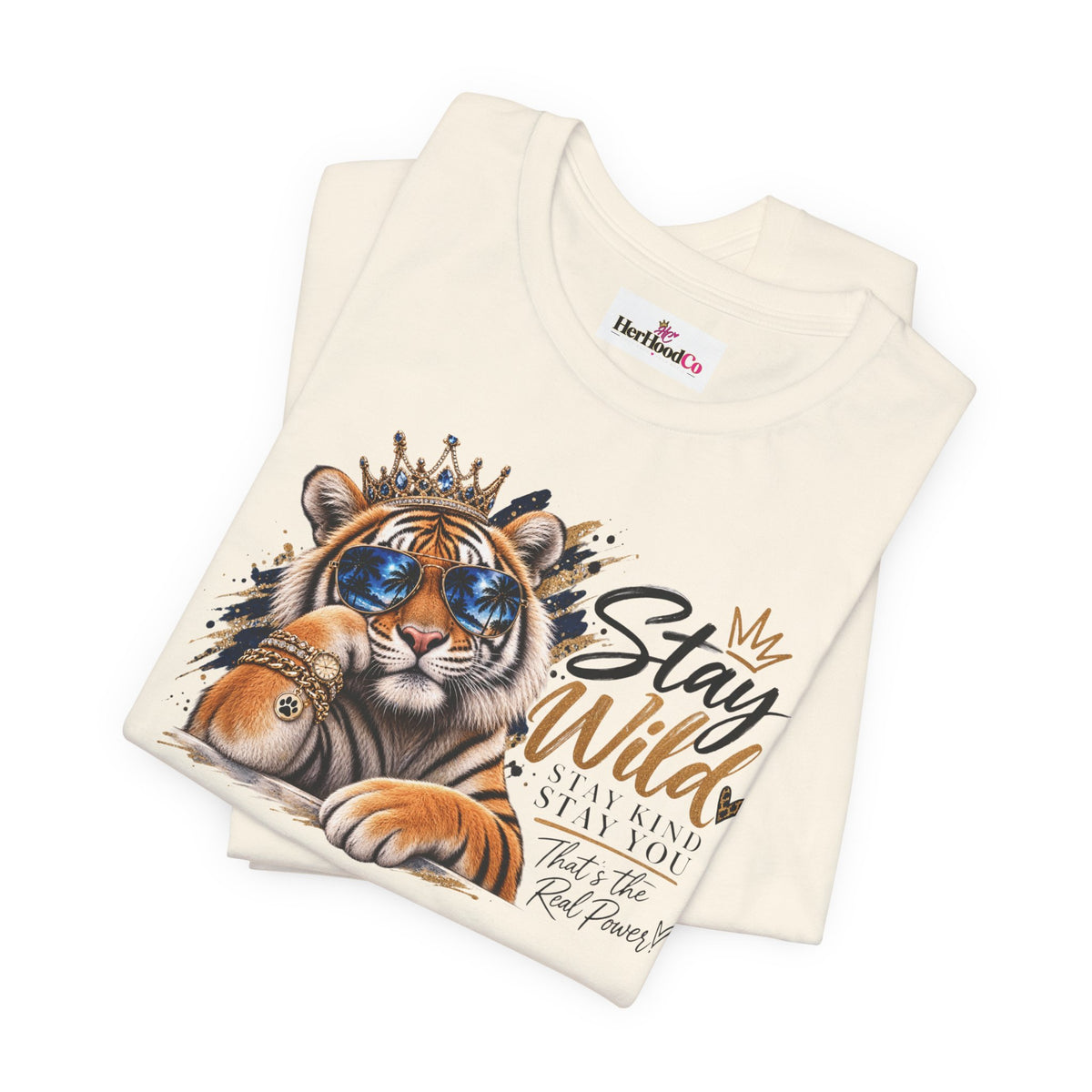 Tiger 'Stay Wild' Graphic Tee — Cute Crowned Tiger Illustration