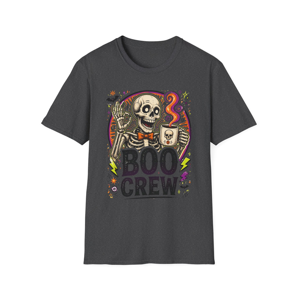 Boo Crew Skeleton T-Shirt — Halloween Skull Coffee Tee