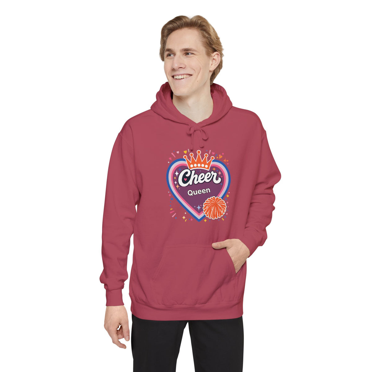 Cheer Captain Heart Hoodie — Pom Pom Crown Graphic Hoodie