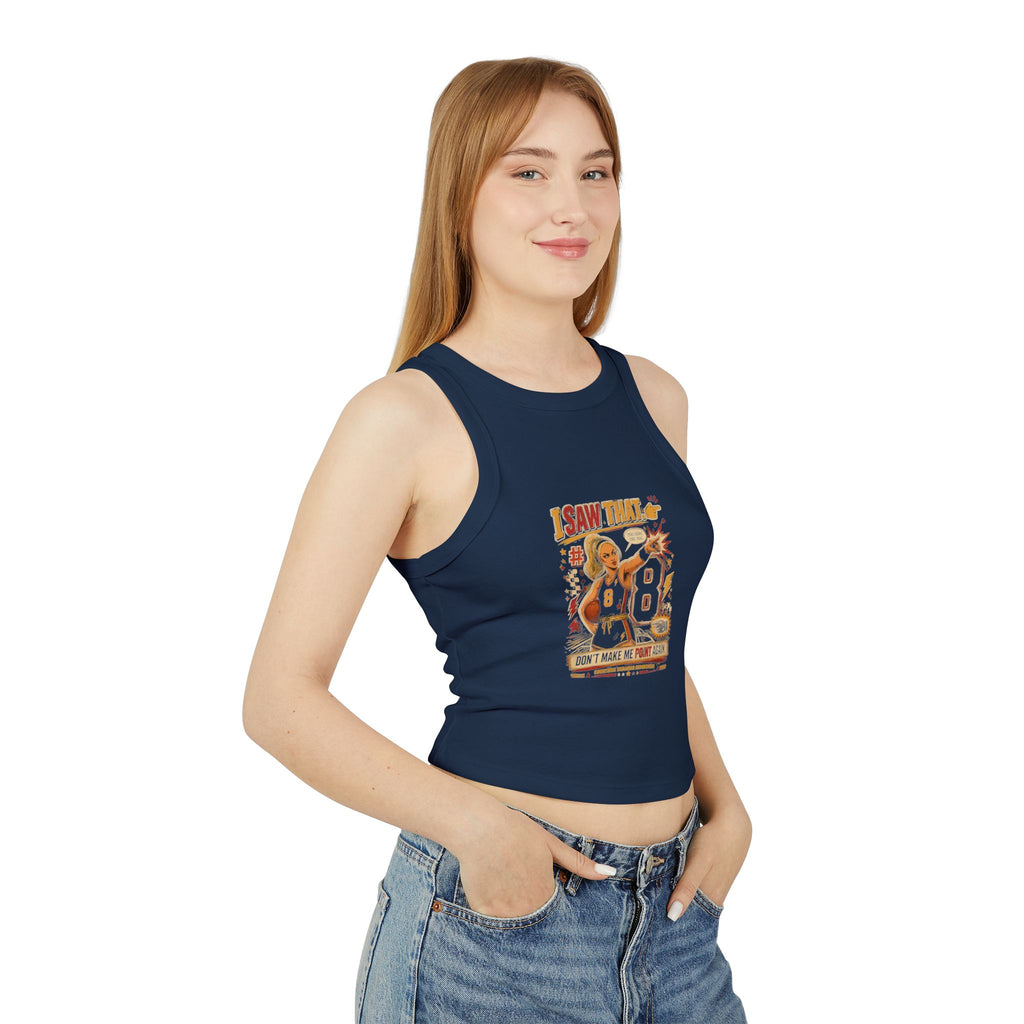 Retro Cheerleader 'I Saw That' Racer Crop Tank Top
