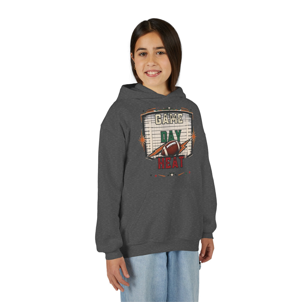 Youth Hoodie - "Game Day Heat" Football Personalized Back Name & Number