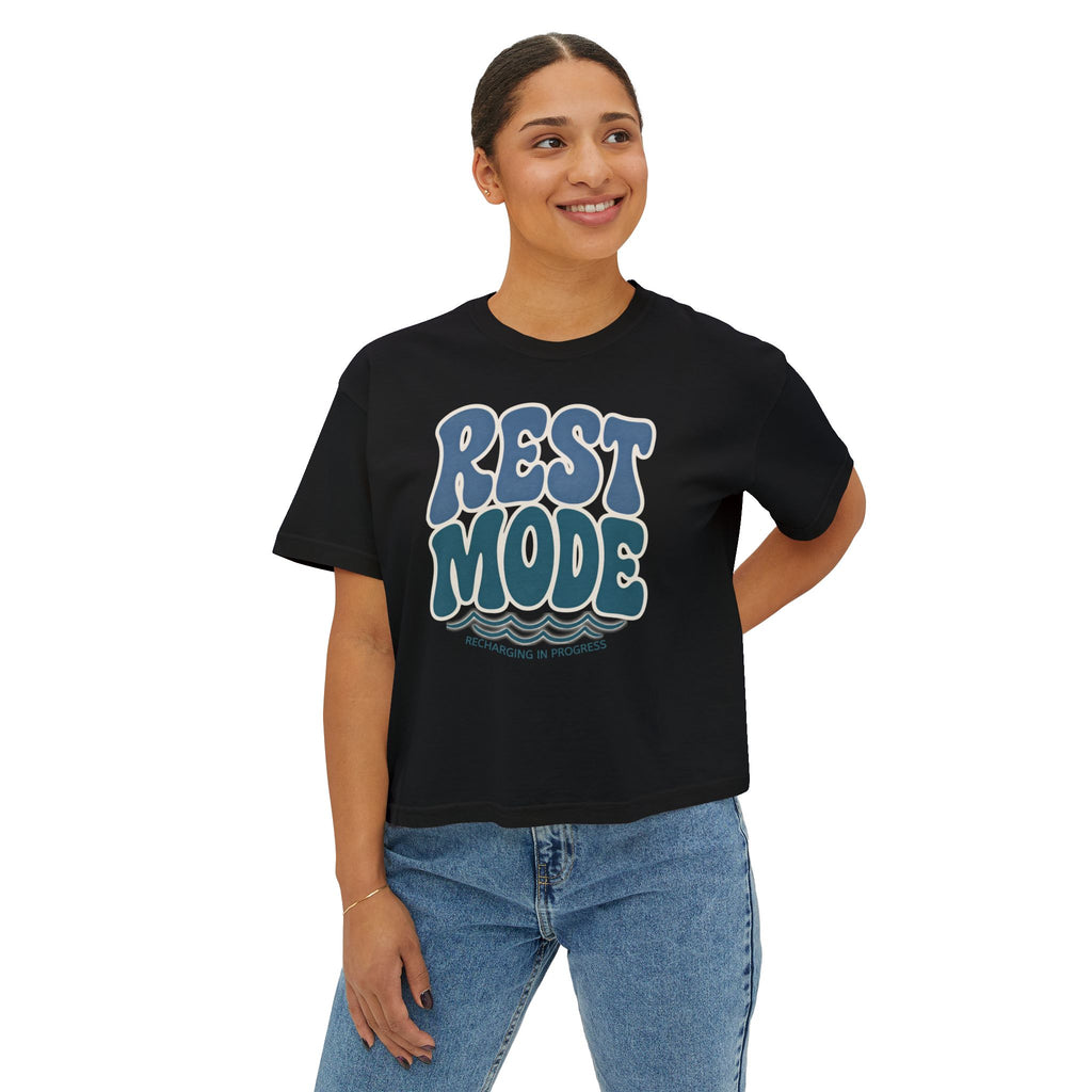 Rest Mode Women's Boxy Tee — Relaxed Graphic T-Shirt