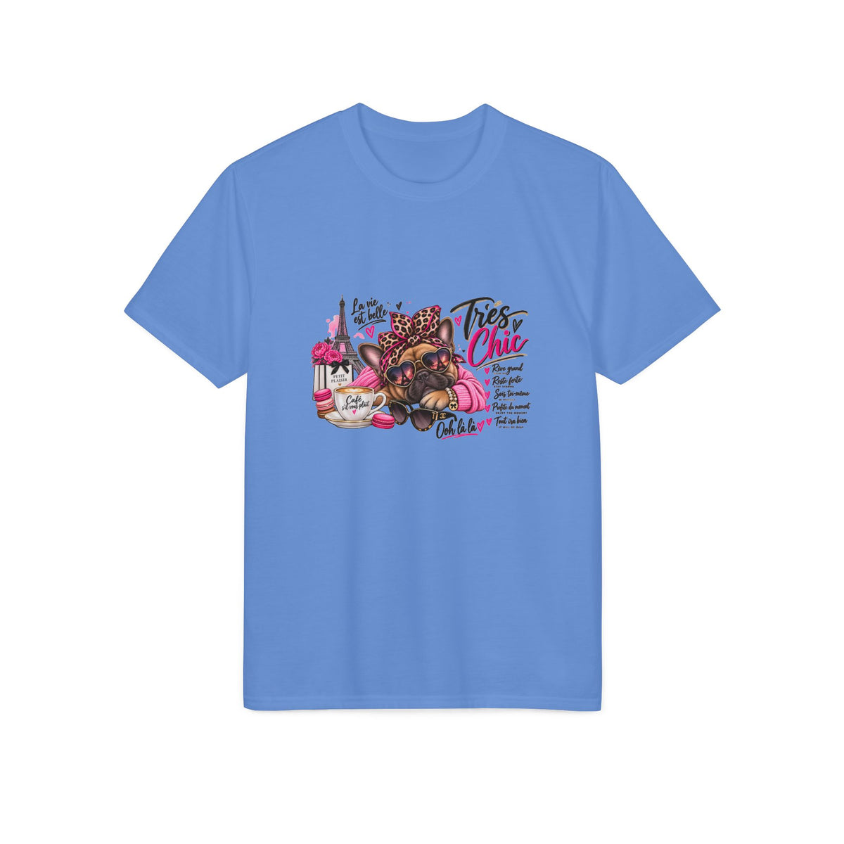 French Bulldog Glam Tee – "Tires Chic" Pink Leopard Spa Design
