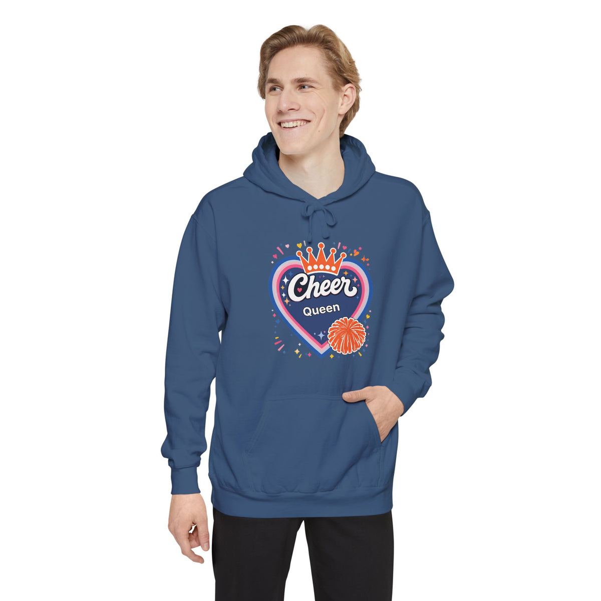 Cheer Captain Heart Hoodie — Pom Pom Crown Graphic Hoodie