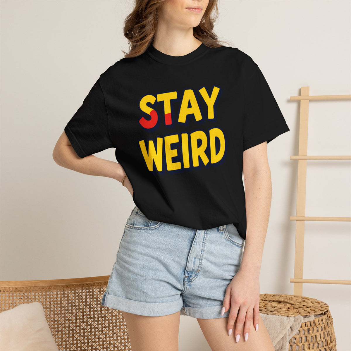 Stay Weird Graphic T-Shirt — Retro Bold Text Tee
