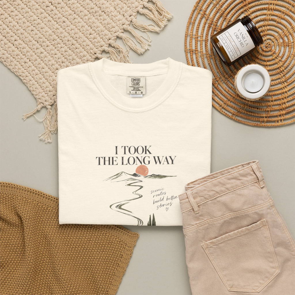 Vintage Roadmap T‑Shirt — "This Is The Long Way" Scenic Route Graphic