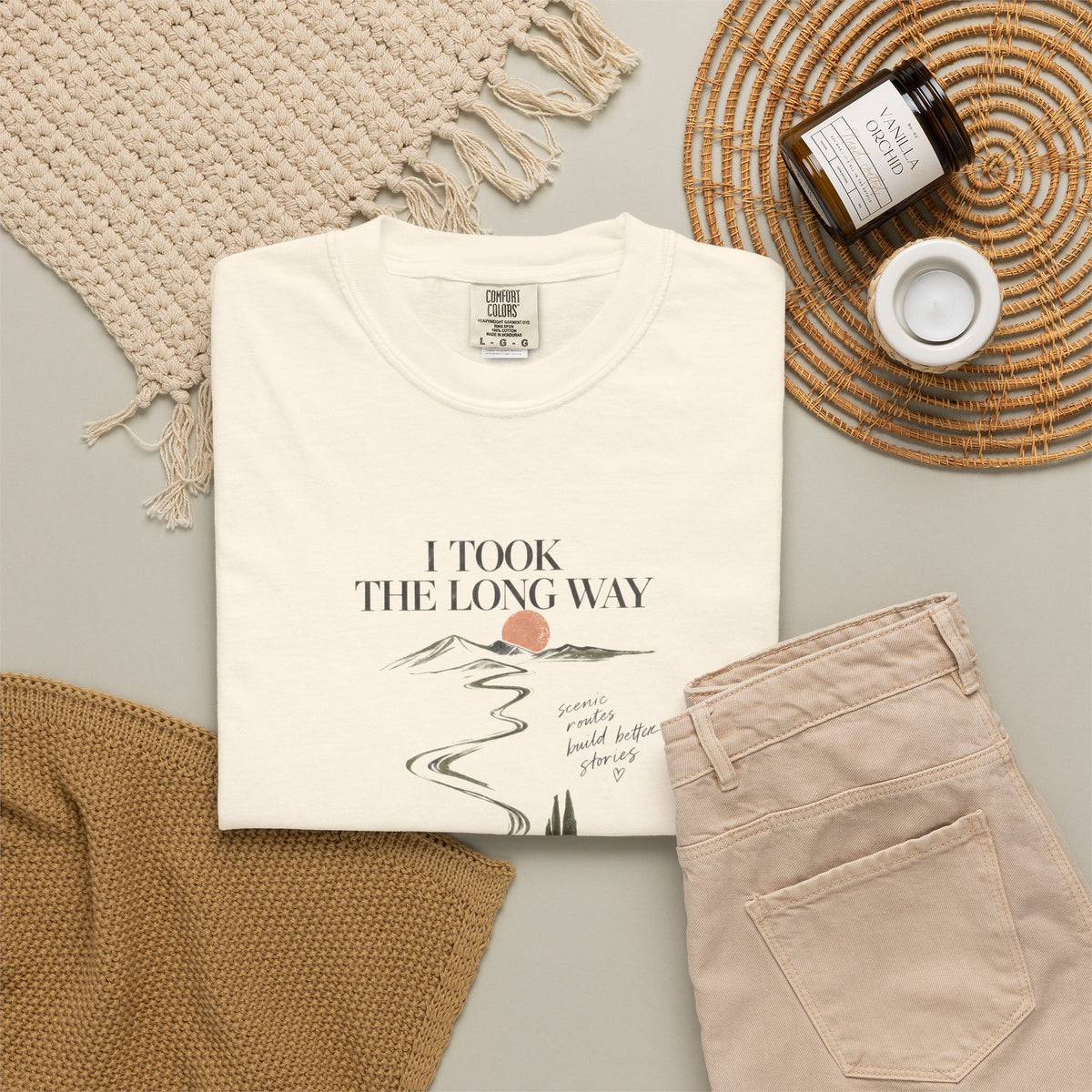 Vintage Roadmap T‑Shirt — "This Is The Long Way" Scenic Route Graphic
