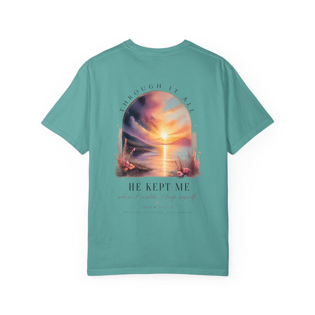 Faith Sunrise T-Shirt — "He Kept Me" Inspirational Graphic Tee