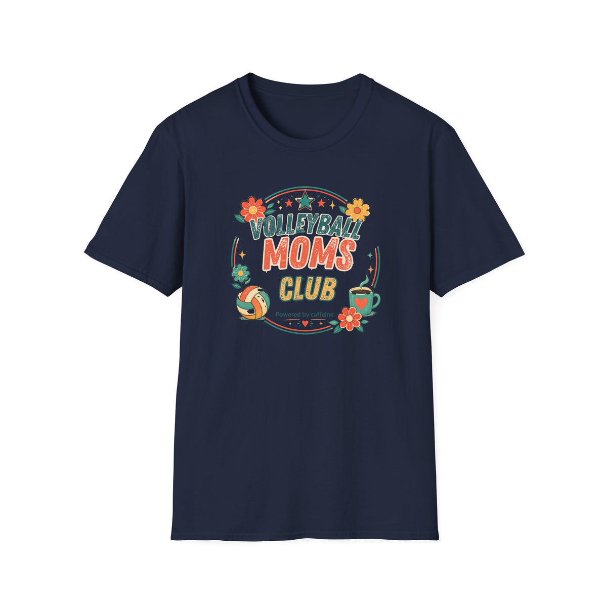 Volleyball Mom T-Shirt — Retro Sun & Net Graphic Tee