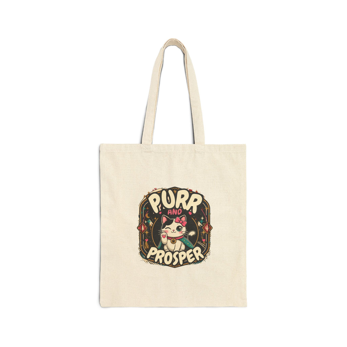 Purr and Prosper Cat Canvas Tote